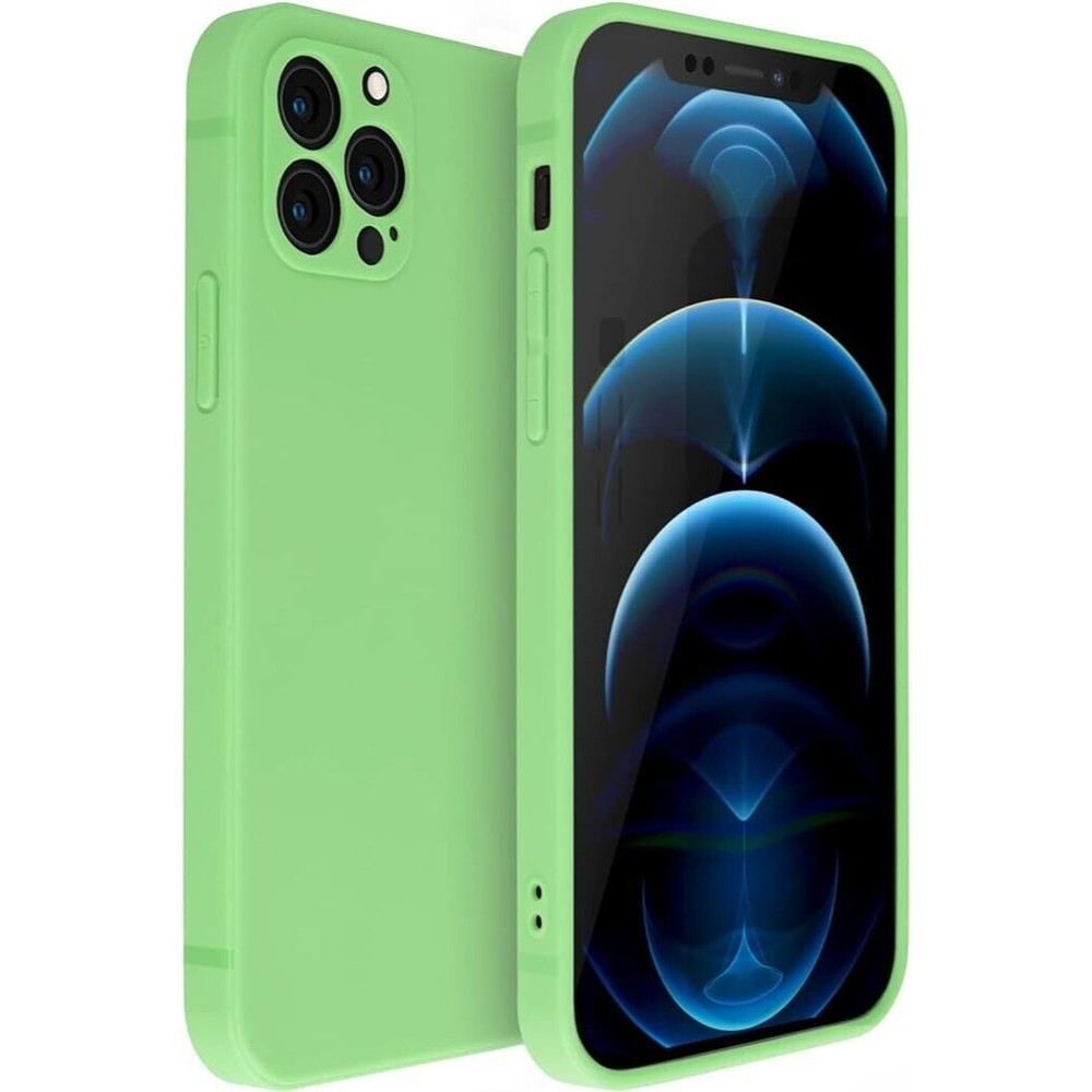 iPhone 13 Pro Max Case Matte Silicone Stain Resistant Cover Matcha Green